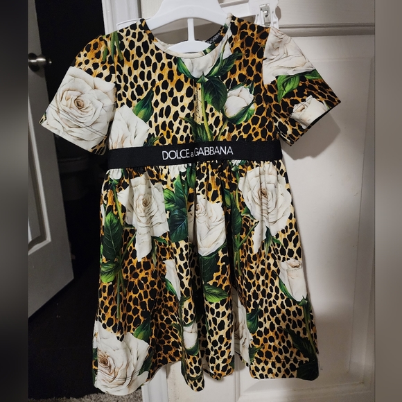 Dolce&GabbanaGirl's Ocelot And Rose Print Dress W/ Bloomers, Size 12-18 Months - Picture 4 of 5